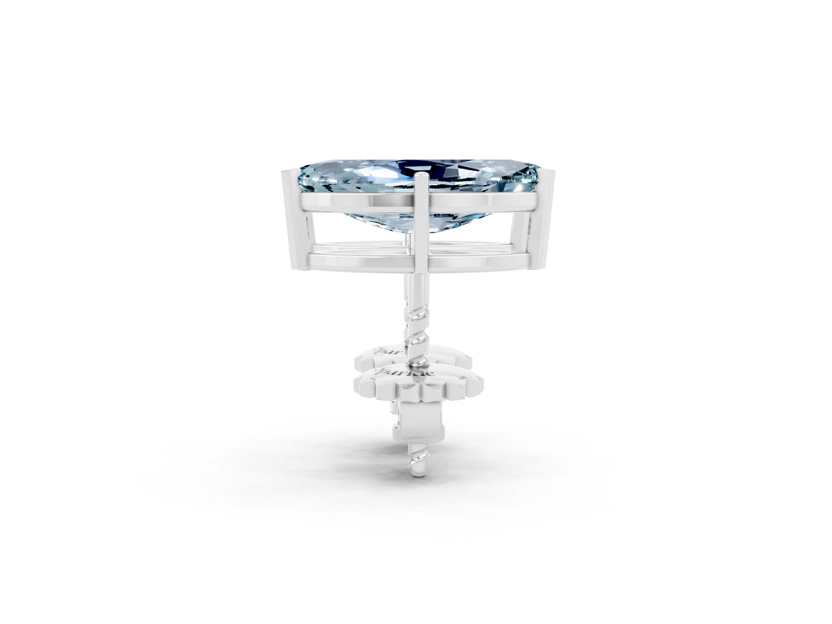 Marquise Cut Aquamarine Stud Earrings in White gold with Basket Setting_2