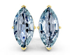 Marquise Cut Aquamarine Stud Earrings in Yellow gold with Basket Setting