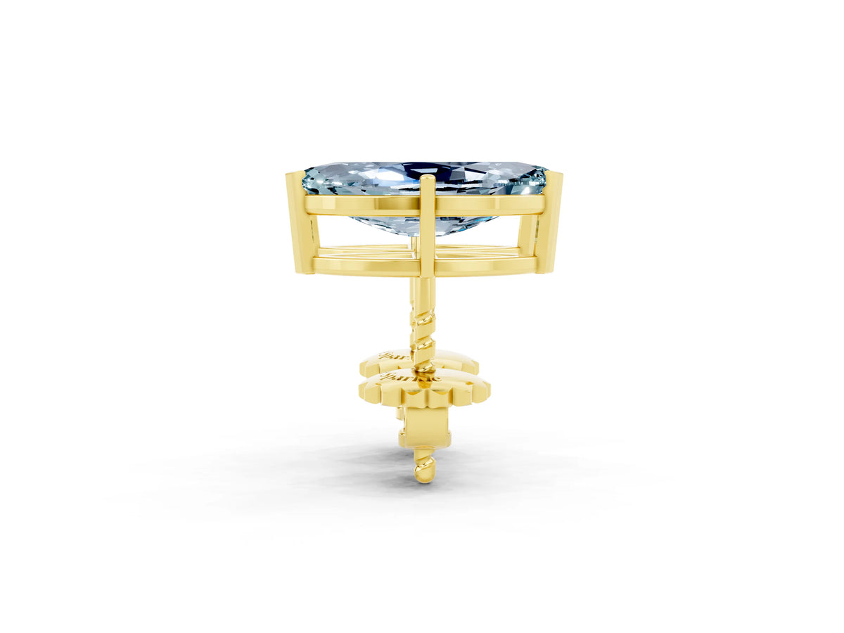 Marquise Cut Aquamarine Stud Earrings in Yellow gold with Basket Setting_2