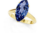 Marquise Cut Blue Sapphire Cathedral Solitaire Engagement Ring in Yellow gold with Prong Setting_1