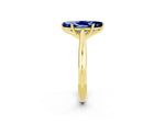 Marquise Cut Blue Sapphire Cathedral Solitaire Engagement Ring in Yellow gold with Prong Setting_2