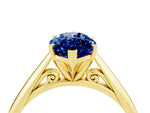 Marquise Cut Blue Sapphire Cathedral Solitaire Engagement Ring in Yellow gold with Prong Setting_4