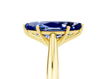 Marquise Cut Blue Sapphire Cathedral Solitaire Engagement Ring in Yellow gold with Prong Setting_5