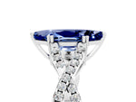 Marquise Cut Blue Sapphire Solitaire Ring in Platinum with Interwoven Pavé Band and Prong Setting_11