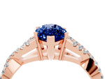 Marquise Cut Blue Sapphire Solitaire Ring in Rose gold with Interwoven Pavé Band and Prong Setting_4