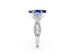 Marquise Cut Blue Sapphire Solitaire Ring in Silver with Interwoven Pavé Band and Prong Setting_8