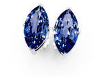 Marquise Cut Blue Sapphire Stud Earrings in White gold with Basket Setting_1