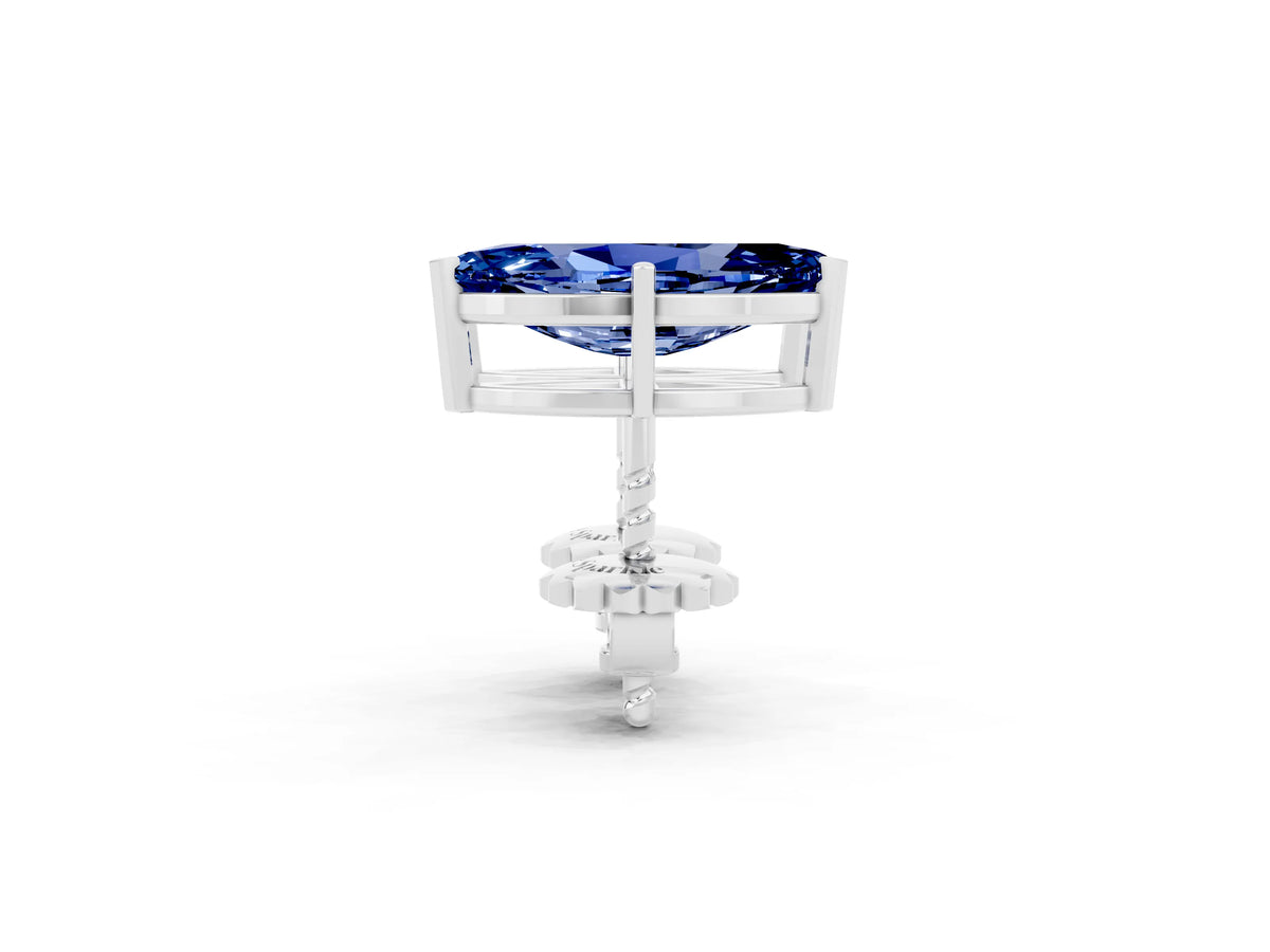 Marquise Cut Blue Sapphire Stud Earrings in White gold with Basket Setting_2