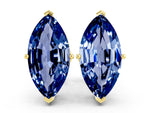 Marquise Cut Blue Sapphire Stud Earrings in Yellow gold with Basket Setting