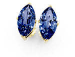 Marquise Cut Blue Sapphire Stud Earrings in Yellow gold with Basket Setting_1