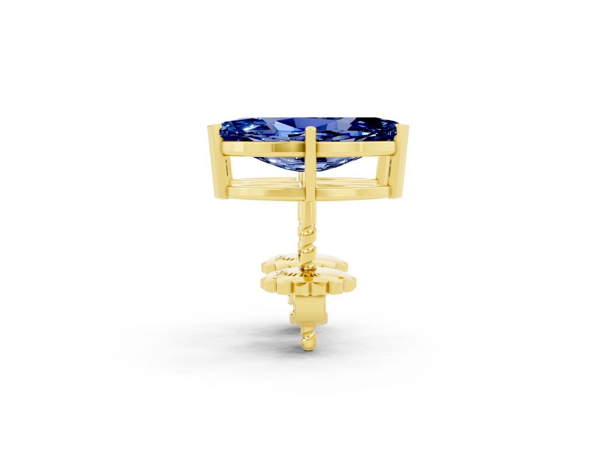 Marquise Cut Blue Sapphire Stud Earrings in Yellow gold with Basket Setting_2