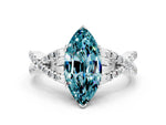 Marquise Cut Blue Topaz Solitaire Ring in Platinum with Interwoven Pavé Band and Prong Setting_6