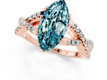 Marquise Cut Blue Topaz Solitaire Ring in Rose gold with Interwoven Pavé Band and Prong Setting_1