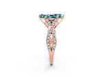 Marquise Cut Blue Topaz Solitaire Ring in Rose gold with Interwoven Pavé Band and Prong Setting_2