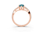 Marquise Cut Blue Topaz Solitaire Ring in Rose gold with Interwoven Pavé Band and Prong Setting_3