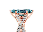 Marquise Cut Blue Topaz Solitaire Ring in Rose gold with Interwoven Pavé Band and Prong Setting_5