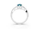 Marquise Cut Blue Topaz Solitaire Ring in Silver with Interwoven Pavé Band and Prong Setting_9