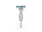 Marquise Cut Blue Topaz Solitaire Ring in White gold with Interwoven Pavé Band and Prong Setting_2