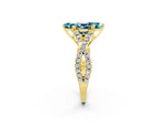 Marquise Cut Blue Topaz Solitaire Ring in Yellow gold with Interwoven Pavé Band and Prong Setting_2