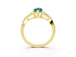 Marquise Cut Blue Topaz Solitaire Ring in Yellow gold with Interwoven Pavé Band and Prong Setting_3