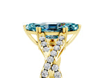 Marquise Cut Blue Topaz Solitaire Ring in Yellow gold with Interwoven Pavé Band and Prong Setting_5