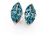 Marquise Cut Blue Topaz Stud Earrings in Rose gold with Basket Setting_1