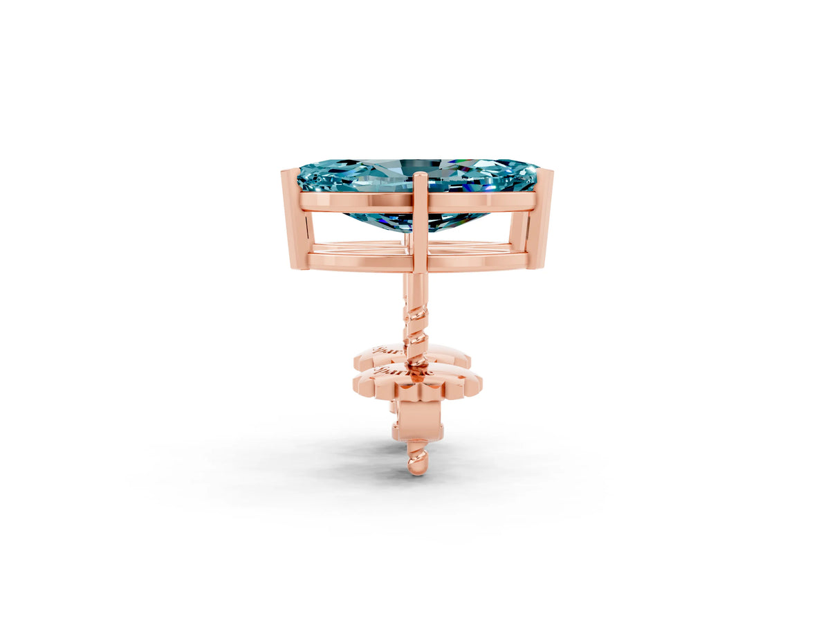 Marquise Cut Blue Topaz Stud Earrings in Rose gold with Basket Setting_2
