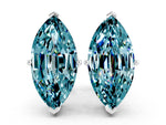 Marquise Cut Blue Topaz Stud Earrings in White gold with Basket Setting