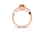 Marquise Cut Citrine Solitaire Ring in Rose gold with Interwoven Pavé Band and Prong Setting_3