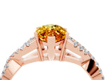 Marquise Cut Citrine Solitaire Ring in Rose gold with Interwoven Pavé Band and Prong Setting_4