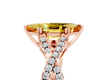 Marquise Cut Citrine Solitaire Ring in Rose gold with Interwoven Pavé Band and Prong Setting_5