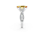 Marquise Cut Citrine Solitaire Ring in White gold with Interwoven Pavé Band and Prong Setting_2