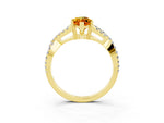 Marquise Cut Citrine Solitaire Ring in Yellow gold with Interwoven Pavé Band and Prong Setting_3