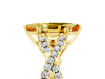 Marquise Cut Citrine Solitaire Ring in Yellow gold with Interwoven Pavé Band and Prong Setting_5