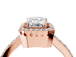 Marquise Cut Diamond Halo Engagement Ring in Rose gold with Milgrain Detail and Pavé Band_4