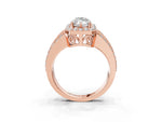 Marquise Cut Diamond Halo Engagement Ring in Rose gold with Triple-Row Round Band_21
