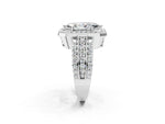 Marquise Cut Diamond Halo Engagement Ring in White gold with Triple-Row Round Band_20