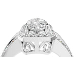 Marquise Cut Diamond Halo Engagement Ring in White gold with Triple-Row Round Band_22