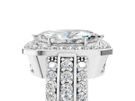 Marquise Cut Diamond Halo Engagement Ring in White gold with Triple-Row Round Band_23