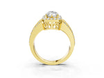 Marquise Cut Diamond Halo Engagement Ring in Yellow gold with Triple-Row Round Band_21