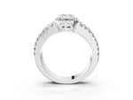 Marquise Cut Diamond Halo Ring in Platinum with Split Shank Band and Prong Setting_111