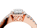 Marquise Cut Diamond Halo Ring in Rose gold with Split Shank Band and Prong Setting_4