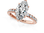 Marquise Cut Diamond Hidden Halo Engagement Ring in Rose gold with Round Pavé Band_13