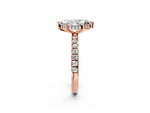 Marquise Cut Diamond Hidden Halo Engagement Ring in Rose gold with Round Pavé Band_14