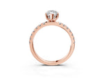Marquise Cut Diamond Hidden Halo Engagement Ring in Rose gold with Round Pavé Band_15