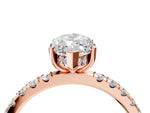 Marquise Cut Diamond Hidden Halo Engagement Ring in Rose gold with Round Pavé Band_16