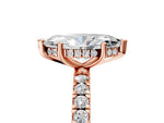 Marquise Cut Diamond Hidden Halo Engagement Ring in Rose gold with Round Pavé Band_17