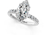 Marquise Cut Diamond Hidden Halo Engagement Ring in White gold with Round Pavé Band_13