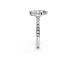 Marquise Cut Diamond Hidden Halo Engagement Ring in White gold with Round Pavé Band_14