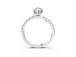 Marquise Cut Diamond Hidden Halo Engagement Ring in White gold with Round Pavé Band_15